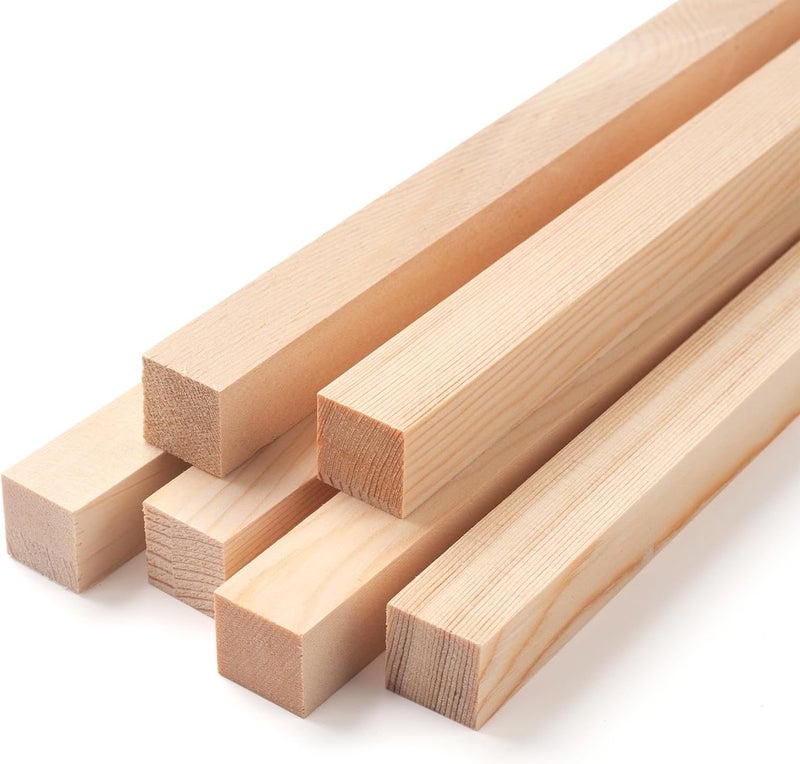 Coowayze Square Wooden Dowel Rods, 6 PCS 3/4" x 12" Square Wood Dowel Rods Wooden Sticks for Crafts, Unfinished Hardwood Sticks Wood Strips for Woodworking, Crafting, Arts and DIYers, Home Decor, Model Making - Image 1